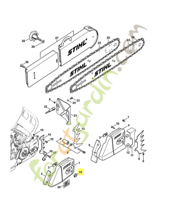 Écrou six pans m8 0000-955-0801. Pièce détachée Stihl / Vicking