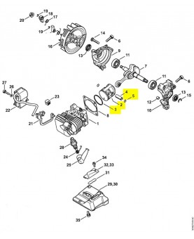 Repères 2 à 5 Piston