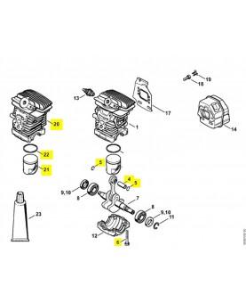 Repères 4 à 6 et 20 à 22 Cylindre