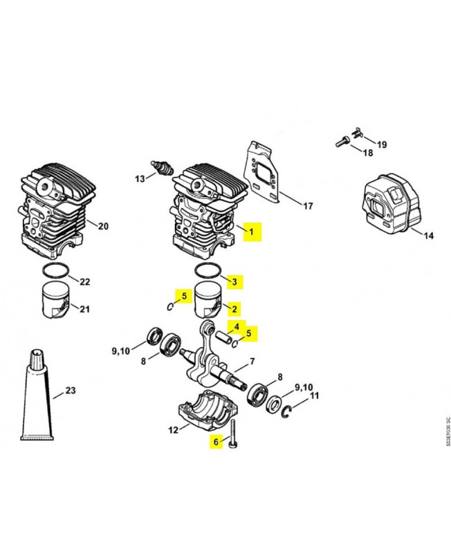 Repères 1 à 6 Cylindre