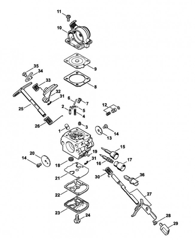 Repères 1 à 36 Carburateur 1139-120-0608 stihl