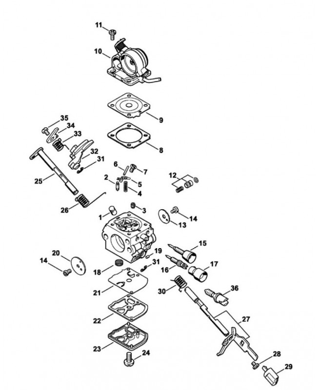 Repères 1 à 36 Carburateur