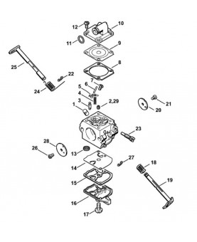 Repères 1 à 28 Carburateur