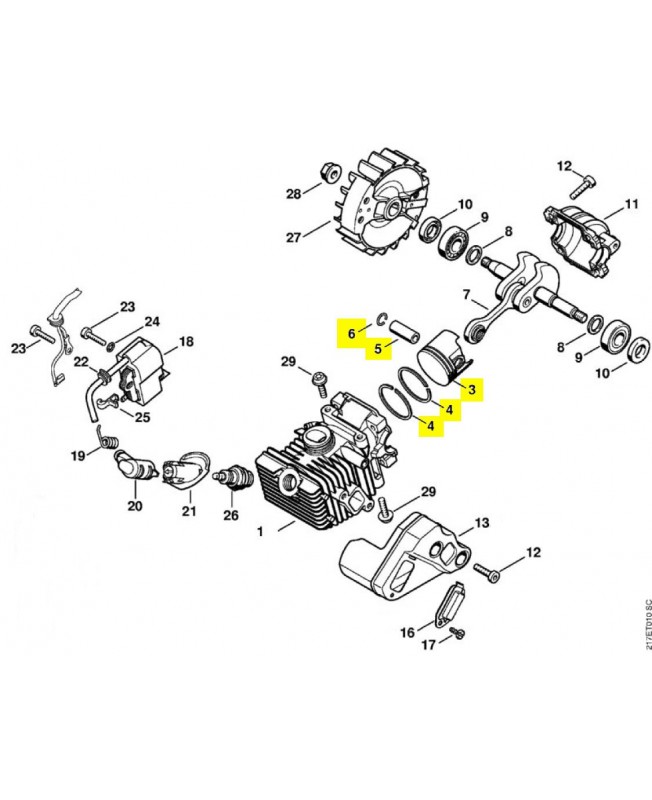 Repères 3 à 6 Piston Repères 3 à 6 Piston