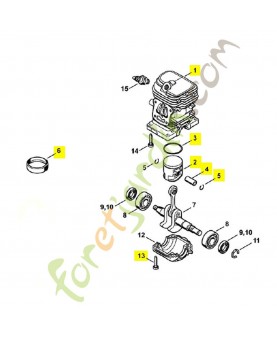 Cylindre+piston d37/ms170 2mix 1130-020-1212
