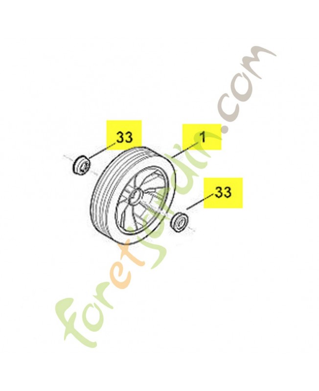 Roue complete d 180. Pièce de rechange Sithl / Vicking référence 6100-700-0401