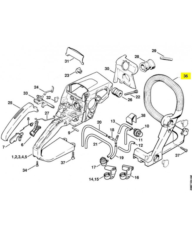 Poignee tubulaire ergo 1123-791-1701. Pièce détachée Stihl / Vicking