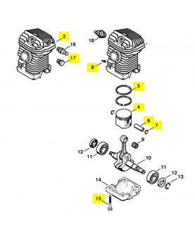 Repères 2-4 à 8-15 et 17 Cylindre
