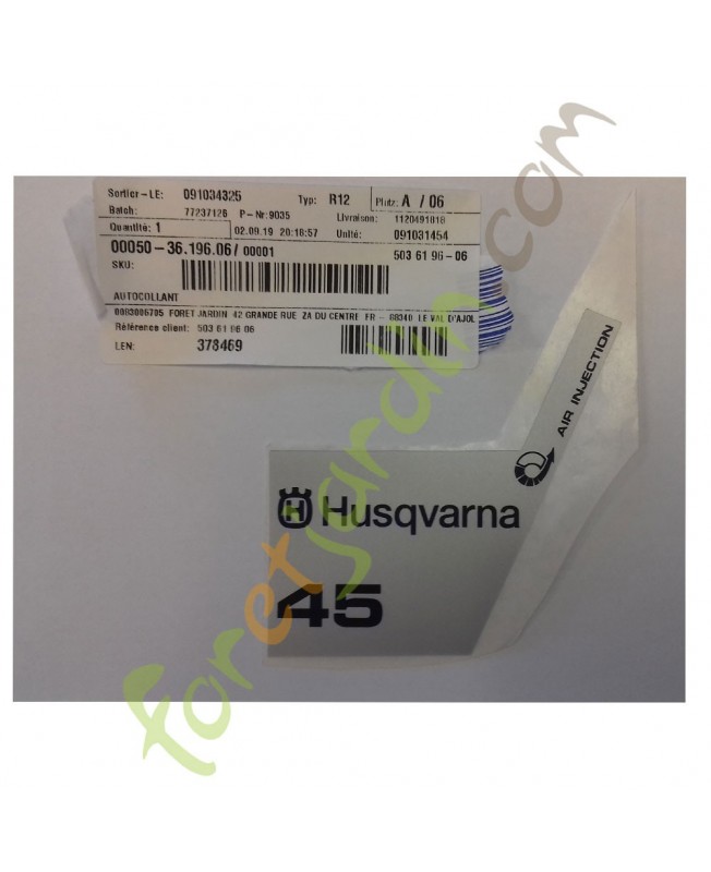 AUTOCOLLANT 503619606. Pièce de rechange Husqvarna