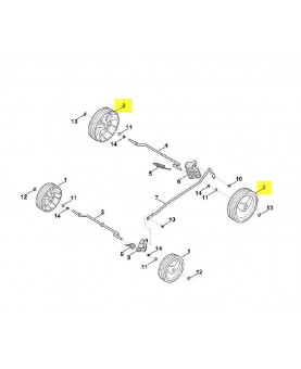 Roue. Pièce détachée Stihl / Vicking référence 6311-700-0496 et 6311-700-0497