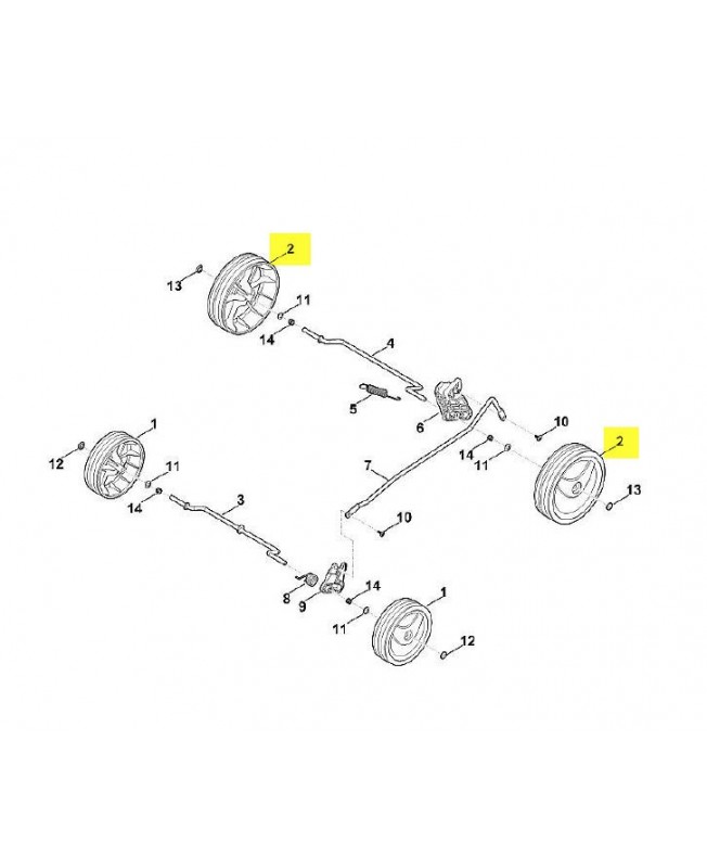 Roue. Pièce détachée Stihl / Vicking référence 6311-700-0496 et 6311-700-0497