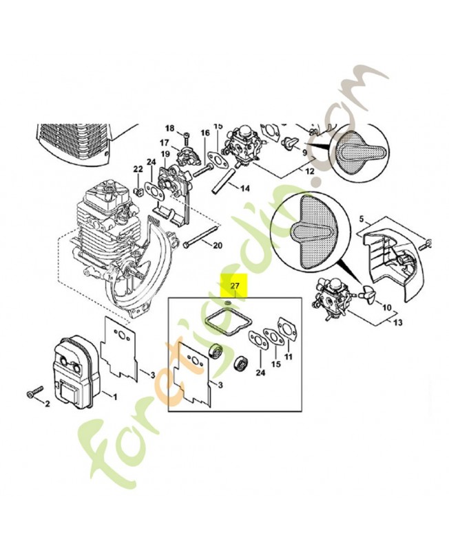 Jeu joints moteur. Pièce de rechange Sithl référence 4180-007-1015 avec les références : 4180-129-0904 ; 4180-129-0905 ; 