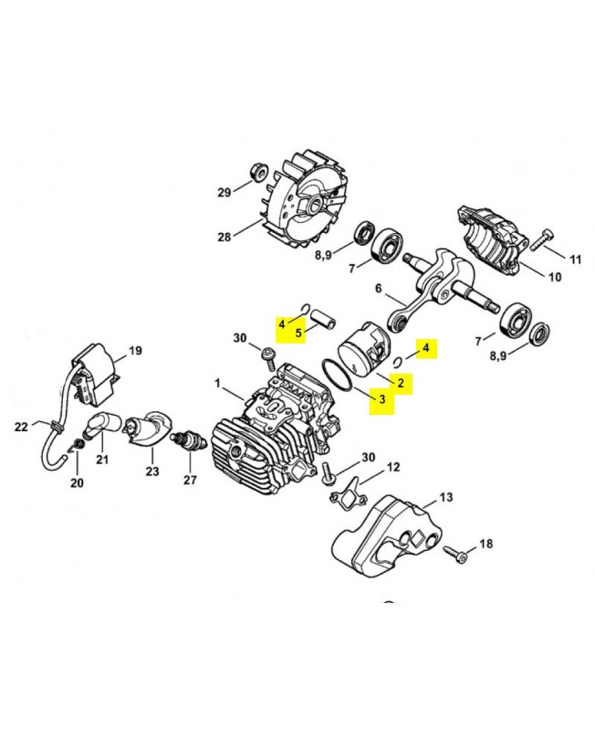 Repères 2 à 5 Piston 1137-030-2007 stihl