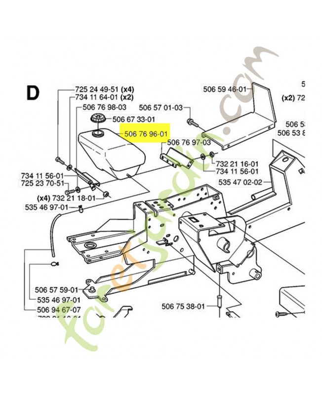Reservoir. Pièce de rechange Husqvarna reference 506769601
