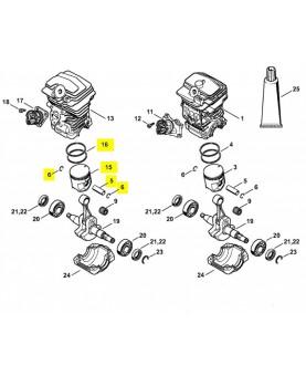 Repères 5-6-15 et 16 Piston