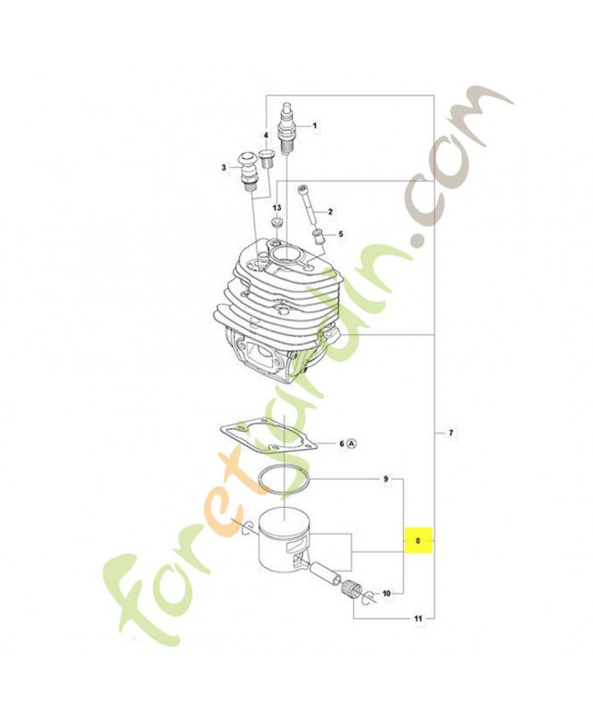 Piston. Pièce de rechange Husqvarna référence 584807806 remplace référence 584807802 
