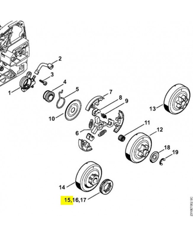 Bague entrainement 3/8p 7d 0000-642-1240. Pièce détachée Stihl / Vicking