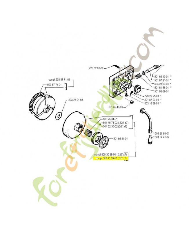 Cloche embrayage complet 503453902. Pièce de rechange Husqvarna Cloche embrayage complet 503453902. Pièce de rechange Husqvarna