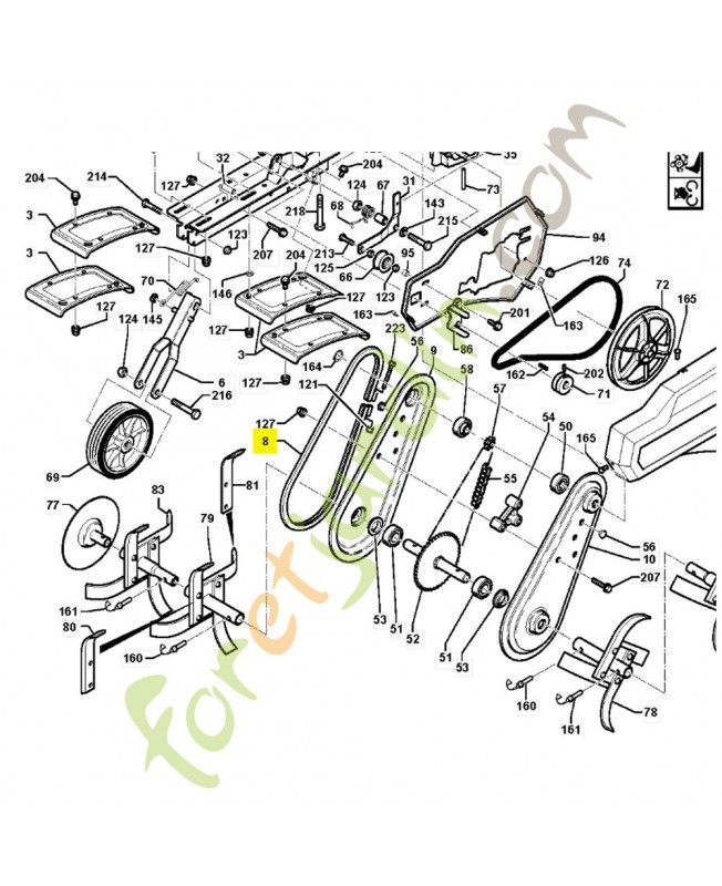 Jonc de carter 1/5 orange 519653043. Pièce de rechange Husqvarna référence 519653043
