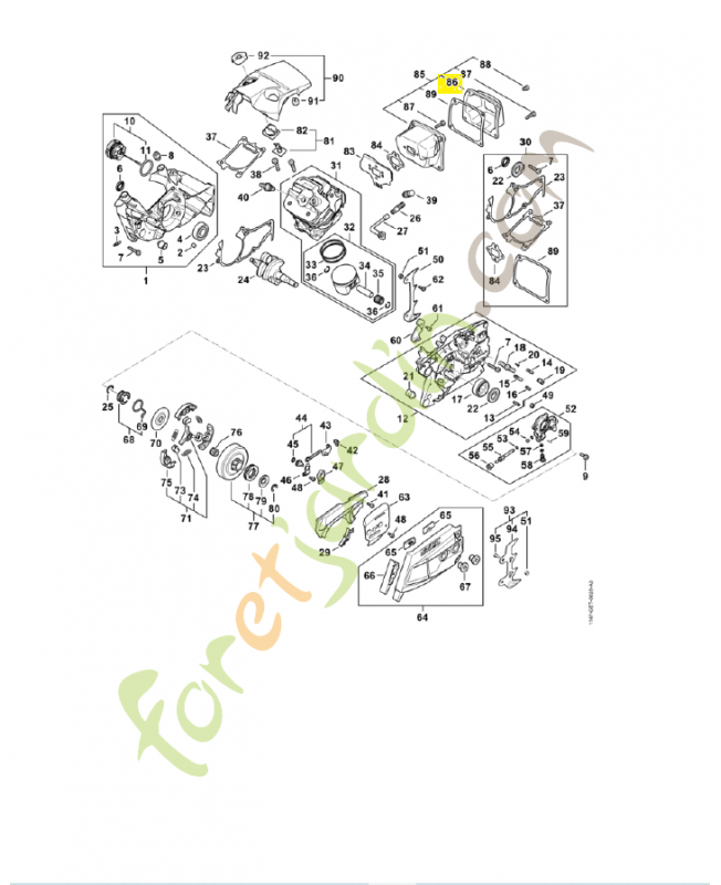 Couvercle de sortie 1147-145-0800. Pièce détachée Stihl