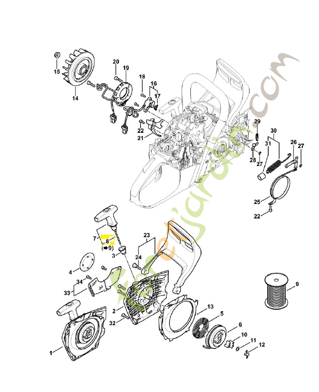 Câble de lancement d 3,5 mm 1128-190-2900. Pièce détachée Stihl / Vicking