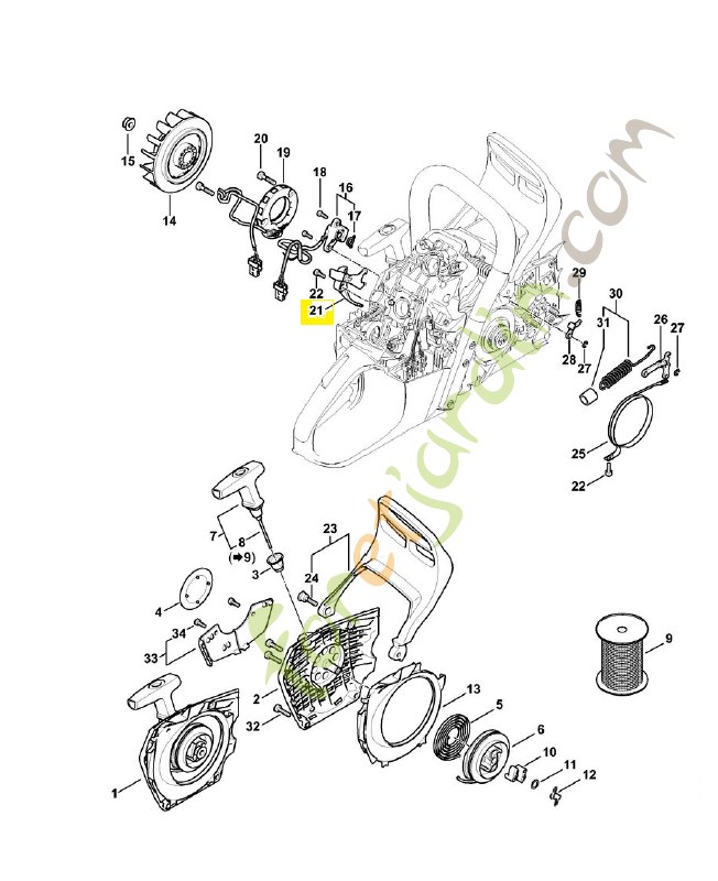 Déflecteur d'air 1147-141-6301. Pièce détachée Stihl 