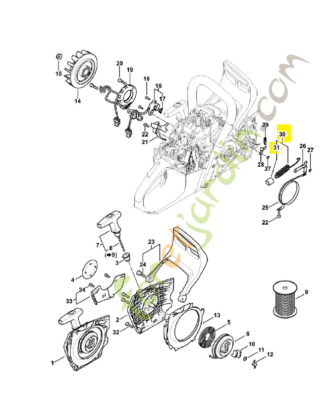 Ressort de tension 1141-160-5502. Pièce détachée Stihl