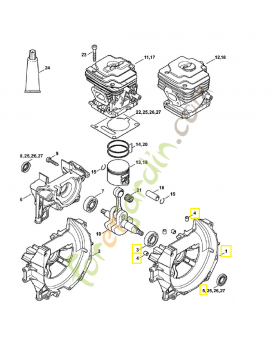 Demi-carter de vilebrequin 4147-020-2602. côté ventilateur. Pièce détachée Stihl