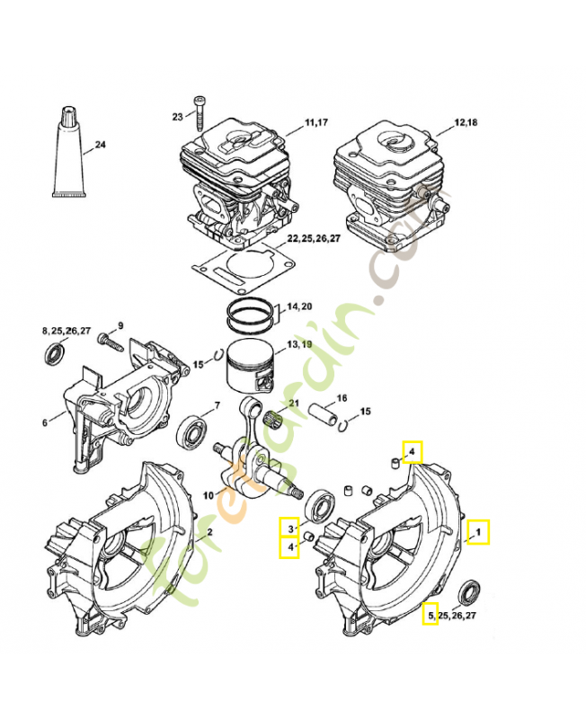 Demi-carter de vilebrequin 4147-020-2602. côté ventilateur. Pièce détachée Stihl