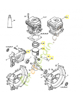 Cylindre piston d.44mm 4147-020-1205. Pièce de rechange Sithl 