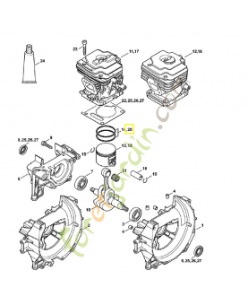 Segment piston d.44 x 1,2mm 4147-034-3005. Pièce de rechange Sithl