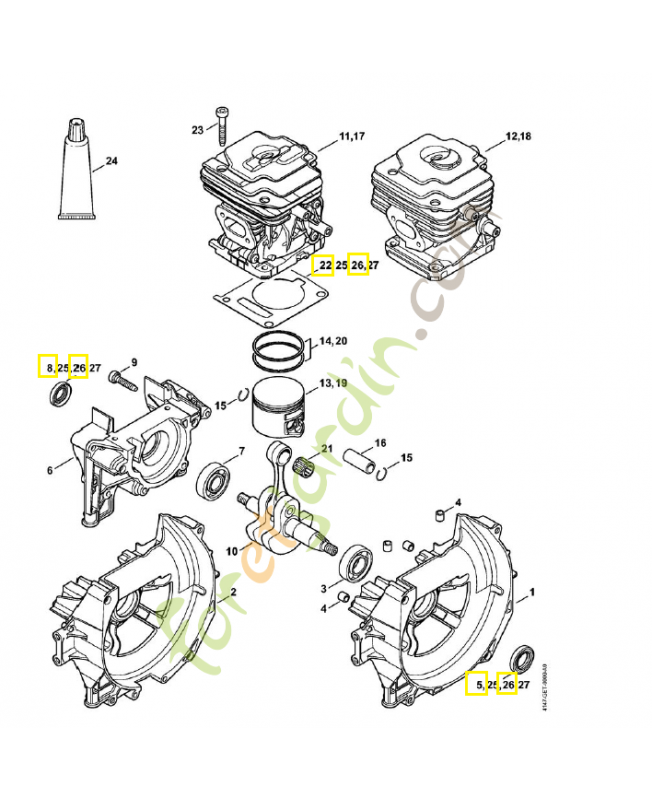Jeu de joints moteur 4147-007-1601. Pièce de rechange Sithl