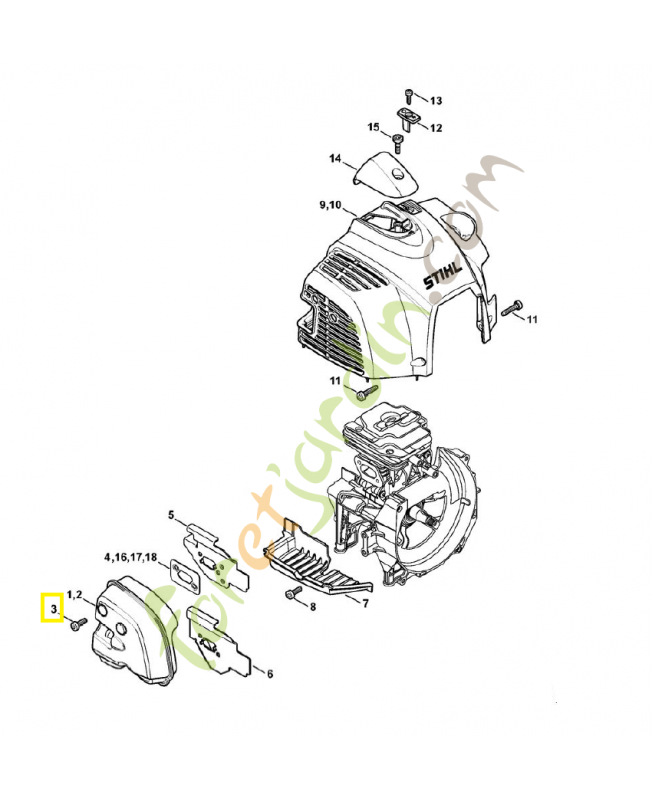 Vis cylindrique is-m 5x16 9022-341-0983. Pièce détachée Stihl / Vicking