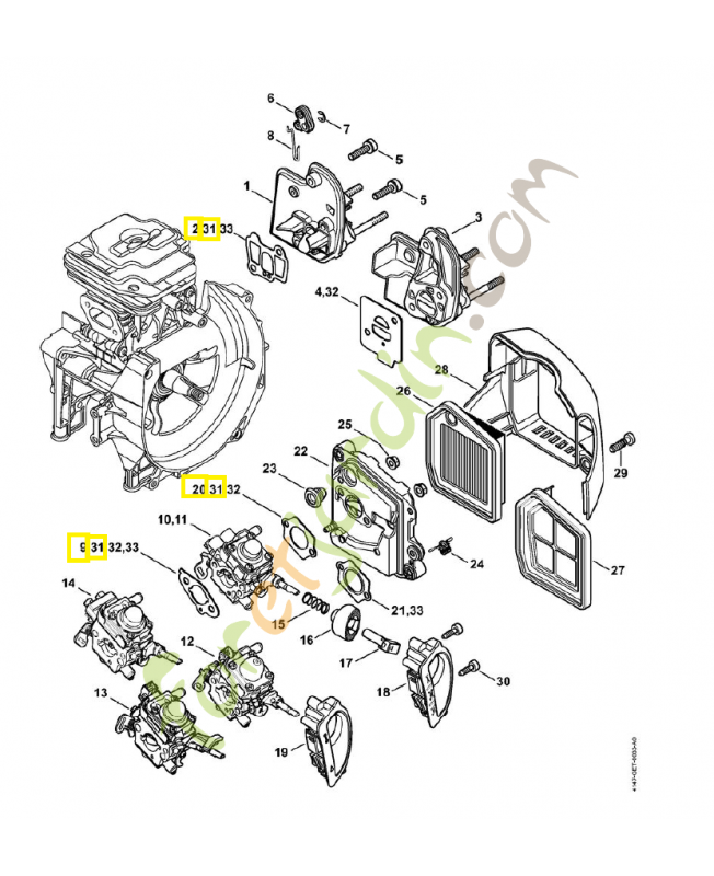 Jeu de joints moteur 4147-007-1602. Pièce de rechange Sithl 