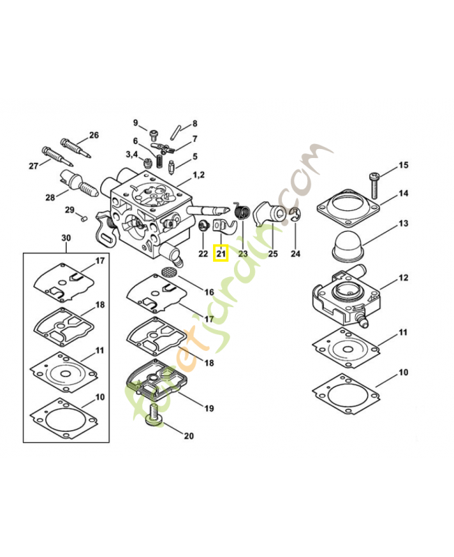 Levier de papillon 4147-121-3501. Pièce détachée Stihl 