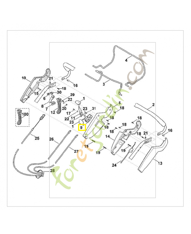 Levier des gaz 6375-180-1500. Pièce de rechange Sithl / Vicking