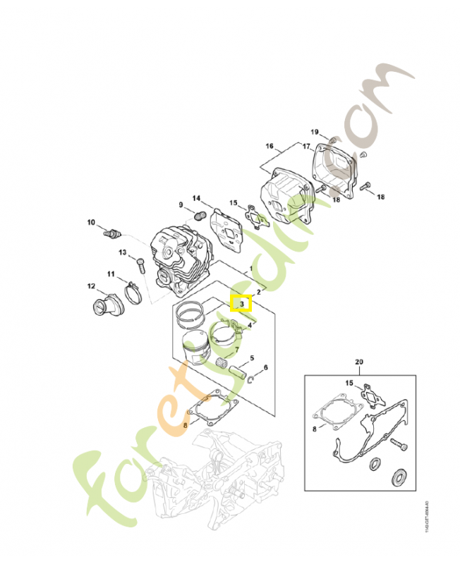 Segment de piston ø 52x1.2 mm 1142-034-3004. Pièce détachée Stihl / Vicking