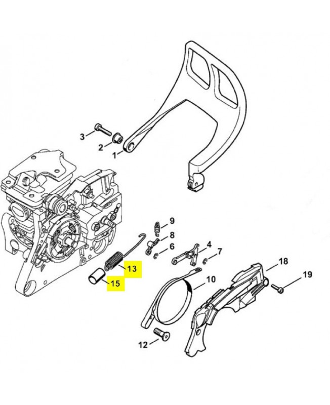 Ressort de tension stihl réf 1121-160-5501  Stihl MS 270 / MS 280