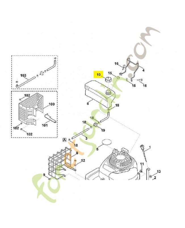Bouchon réservoir essence 6395-350-0500. Pièce de rechange Sithl / Vicking