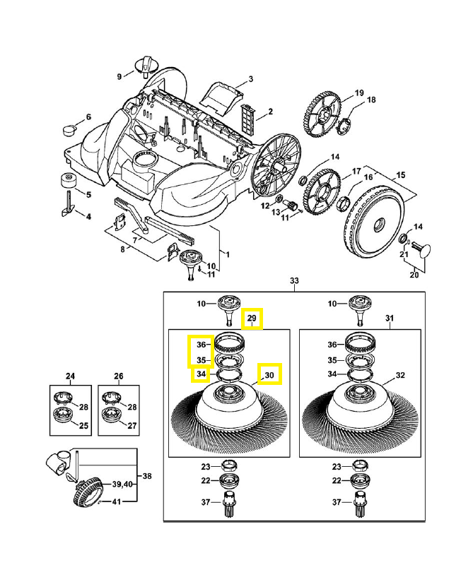 Balai rotatif gauche 4860-730-3810. Pièce détachée Stihl