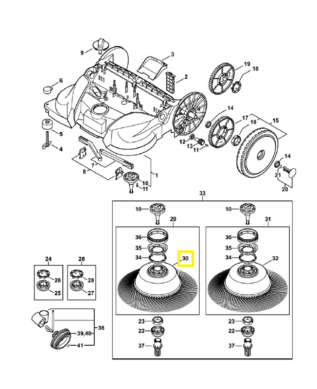 Balai rotatif gauche 4860-730-3808. Pièce détachée Stihl / Vicking