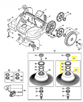 Balai rotatif droit 4860-730-3811. Pièce détachée Stihl 