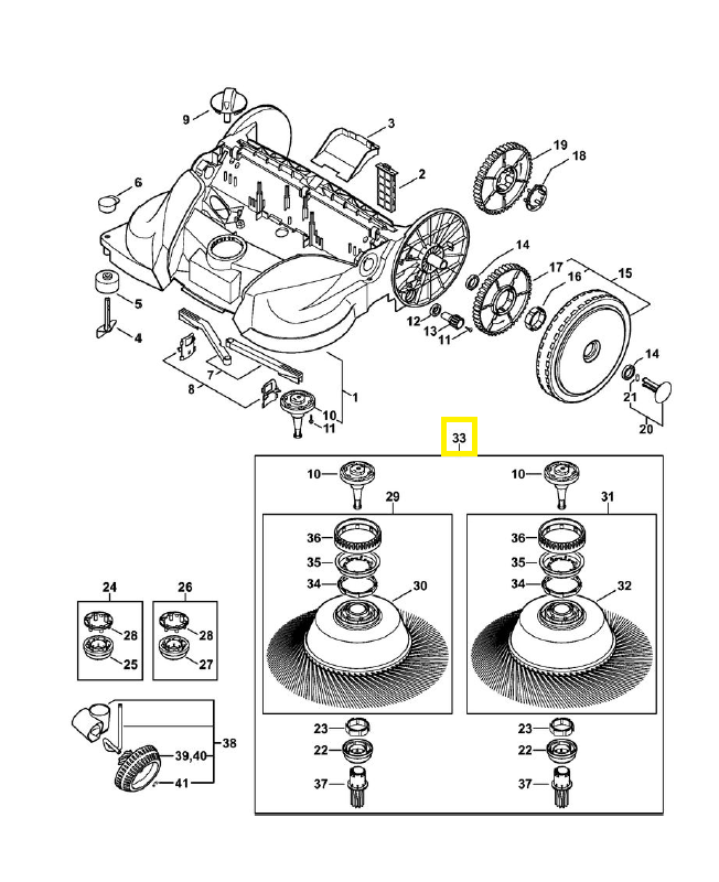 Jeu balai rotatif kga 770 4860-007-1013. Pièce détachée Stihl