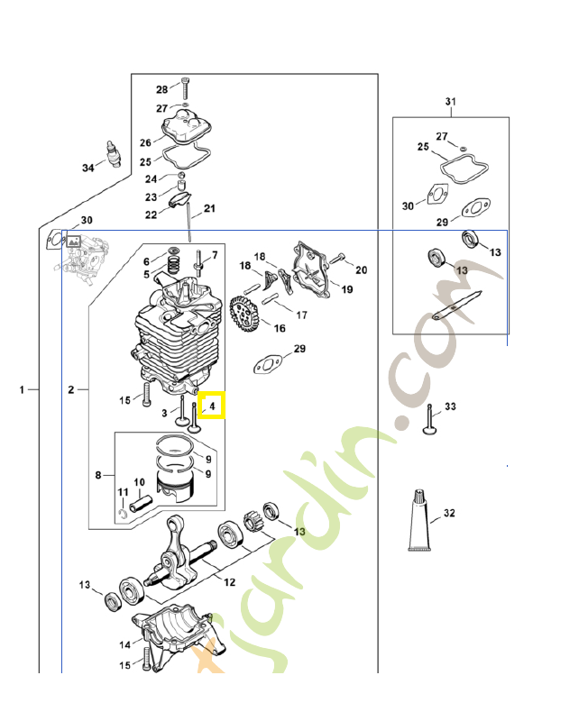 Soupape échappement 4282-025-1903. Pièce de rechange Sithl / Vicking