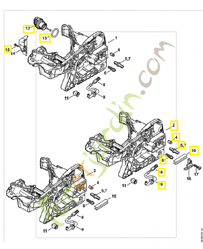 Carter moteur ms231/251c-be Carter moteur Stihl ref. 1143-020-3025