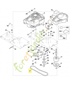 Courroie trapézoïdale 6012-704-2100. Pièce de rechange Sithl / Vicking