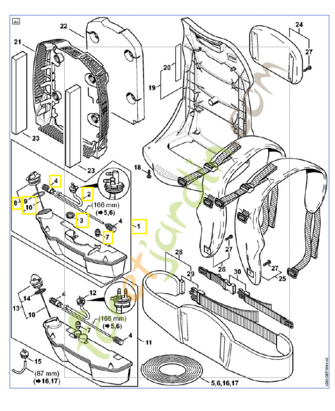Réservoir d'essence 4282-350-0407. Pièce détachée Stihl