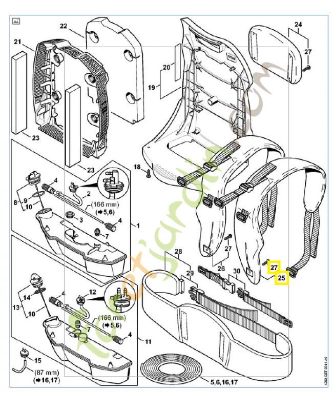 Bretelle droite pour souffleur stihl 4282-710-9020. Pièce de rechange Sithl / Vicking