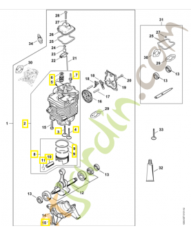 Cylindre + piston d.50 4282-020-1200. Pièce de rechange Sithl / Vicking