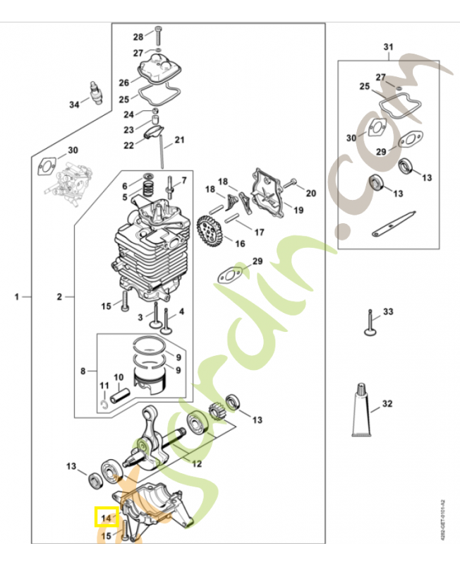 Carter inférieur 4282-021-2502. Pièce de rechange Sithl / Vicking